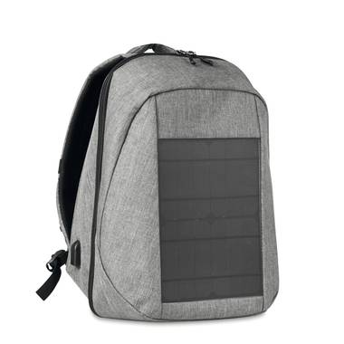 Polyesterový batoh so zabudovaným solárnym nabíjacím panelom, sivá